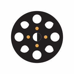 Obraz premium Striking film reel silhouette a stark graphic design showcasing contrasting black and white shapes simple yet bold