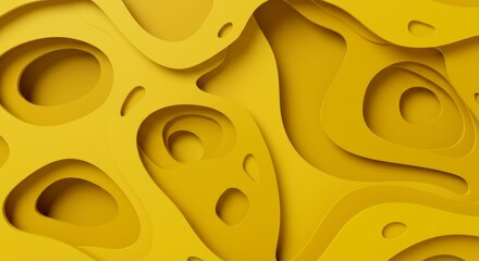 Abstract Yellow Paper Cut Out Layers Background Design