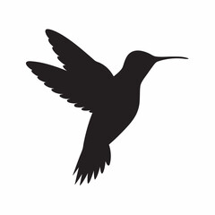 Obraz premium Elegant Hummingbird Silhouette A Stunning Black Bird Shape on White Background Simple Nature Design Vector Art