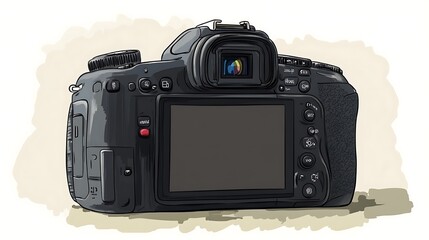 DSLR Camera Rear View Illustration.