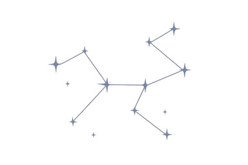 Gemini zodiac constellation depicted with connecting stars and lines.