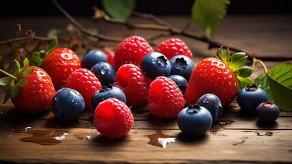 Fresh, ripe fruits like red apples and green grapes alongside healthy vegetables make a colorful food display