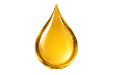 A single golden oil droplet with a glossy, reflective surface.
