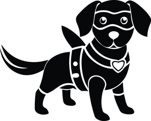 A cute and beautiful adventurous design of a dog vector illustration, adventurous design of a dog silhouette vector art, adventurous design of a dog line art vector icon design