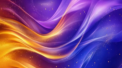 Abstract high-resolution background, intertwined cobalt blue and electric purple swirls with golden accents, vibrant and dynamic movement