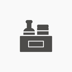 open box reveals jars containing various condiments icon vector symbol isolated