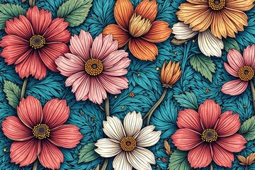 Intricate line art floral pattern, ideal for sophisticated branding , design, invitation, minimal