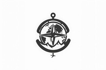 Fototapeta premium Discover the World: A Compass Guides Your Global Adventures with Air Travel, Mountains, and Exploration. Charting a Course to New Horizons with a World Map and Direction Finding.