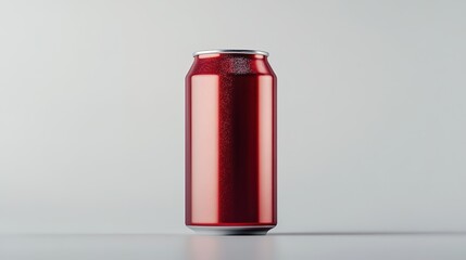 Obraz premium Red Aluminum Soda Can – High Detail Product Photography with Shiny Metallic Finish, Silver Top, White Background, Reflective Studio Lighting, Realistic 4K Render for Commercial and Packaging Use