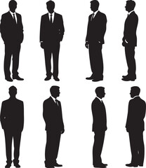 Businessmen in Formal Suits: Silhouette Collection for Business Concepts
