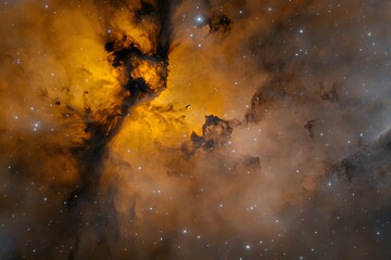 Obraz premium Celestial Nebula Cosmic Dust Orange and Black Hues Starry Night Space