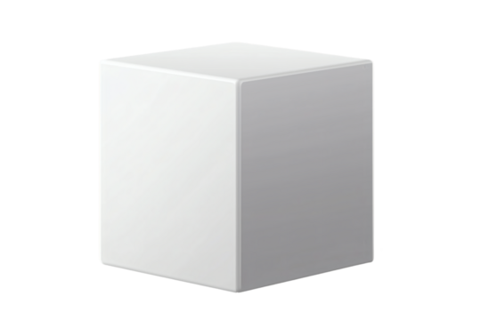 White rectangular prism podium for product display on transparent background