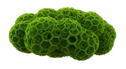 Green hexagonal cellular abstract shape isolated on white background