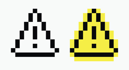 set warning sign pixel art icon vector illustration.