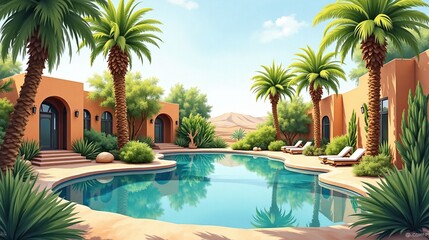 Fototapeta premium Oasis of Tranquility: A Desert Haven