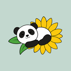 panda with flower
