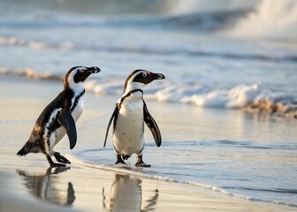 Obraz premium King Penguin (Aptenodytes patagonicus) Chicks in Creche in the rain