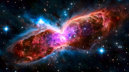 Stunning Cosmic Nebula A Vibrant Display of Celestial Colors and Star Clusters in Deep Space
