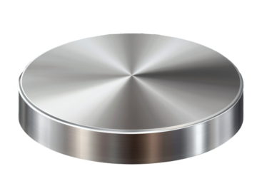Metallic circular knob with brushed surface for product display on transparent background