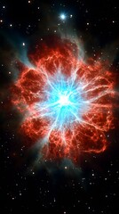 Breathtaking Cosmic Nebula Stellar Explosion Red and Blue Hues Space Background