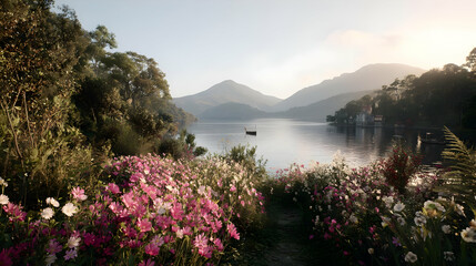 view of a new world where nature and AI art exist in perfect harmony