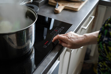 Cooking on an Induction Stove with a Boiling Pot for Delicious Meals and Culinary Creations