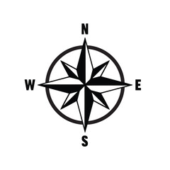 Compass icon design concept. Vintage compass rose sign illustration, vector.