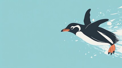 Obraz premium Penguin Diving with Antarctic Waters.