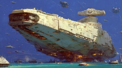 Large spaceship over water