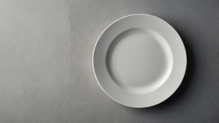 Glossy White Ceramic Plate on Light Gray Background - Minimal Style