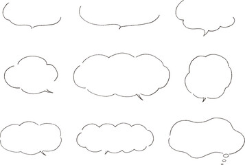 手書きのふきだしベクターイラストセット（線のみ）