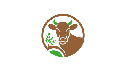 cow cultivation logo icon vector 