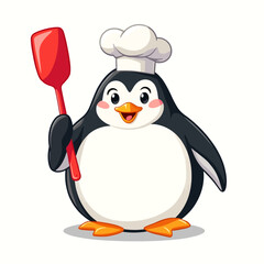 Fototapeta premium Chef Penguin with a Spatula vector illustration