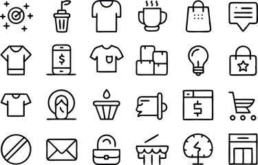 Branding and media related icon collection in outline style ideal for marketing materials visual identity projects advertising assets and promotional digital content