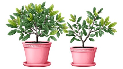 Fototapeta premium Pink Potted Plants Lush Greenery with Home Decor.