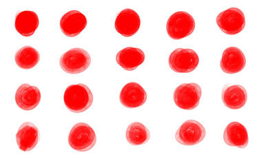Set of hand-drawn red dots / cirlces brush looking circles 