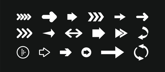 Arrows big black set icons. Arrow icon. Arrow vector collection. Arrow. Cursor. Modern simple arrows. Vector illustration