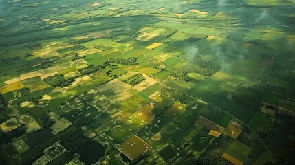 Vue aÃ©rienne d'un vaste paysage agricole verdoyant de Somerset.