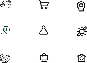 Collection of Simple, Modern Line Icons for Digital Applications