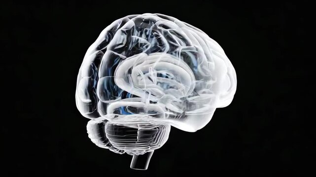glass brain 3D transparent render with neural network detail, brain 3D made of clear transparent glass, glass brain 3D transparent showing polished smooth structure