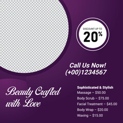 Beauty Salon Promotion Template With 20 Percent Discount And Customizable Image Space