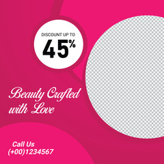 Pink Beauty Crafted Discount Template With Image Placeholder And Contact Information