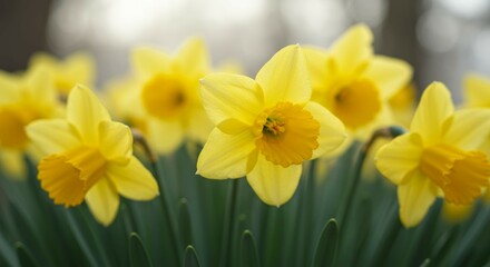Blooming Yellow Flowers in Garden Closeup