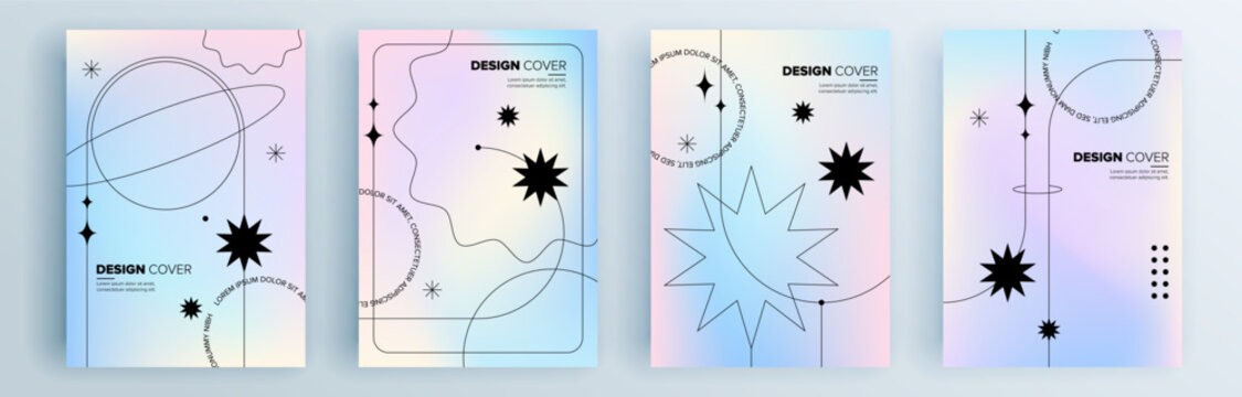 Modern abstract covers set, minimal covers design. Colorful geometric background, vector illustration.