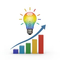 Creative idea growth chart illustration isolated on white background