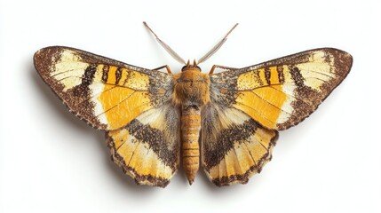 Naklejka premium Closeup of a captivating butterfly with intricate vibrant yellow and brown wing patterns showcased in its natural environment