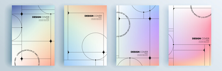 Fototapeta premium Modern abstract covers set, minimal covers design. Colorful geometric background, vector illustration.