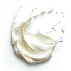 White Yogurt Splash Isolated on White Background