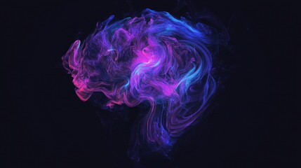 Swirling, abstract depiction of colorful, ethereal smoke against a dark backdrop