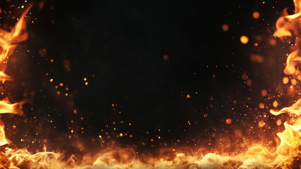 Fiery background with glowing embers